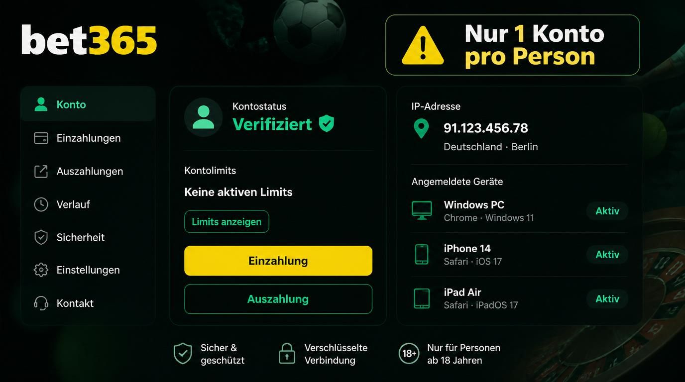 Hinweis zu Doppelkonten bei bet365