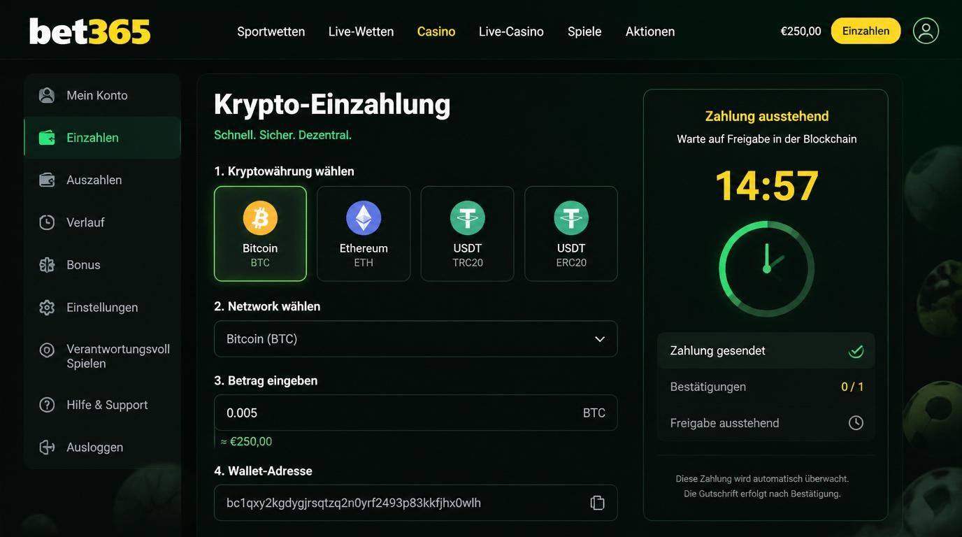 Wallet-Adresse und Kryptowährungen auf Bildschirm